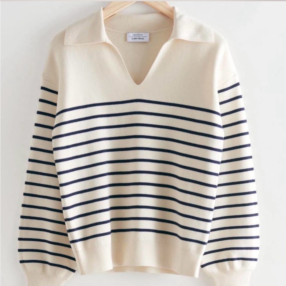 & Other Stories relaxed collared stripe sweater